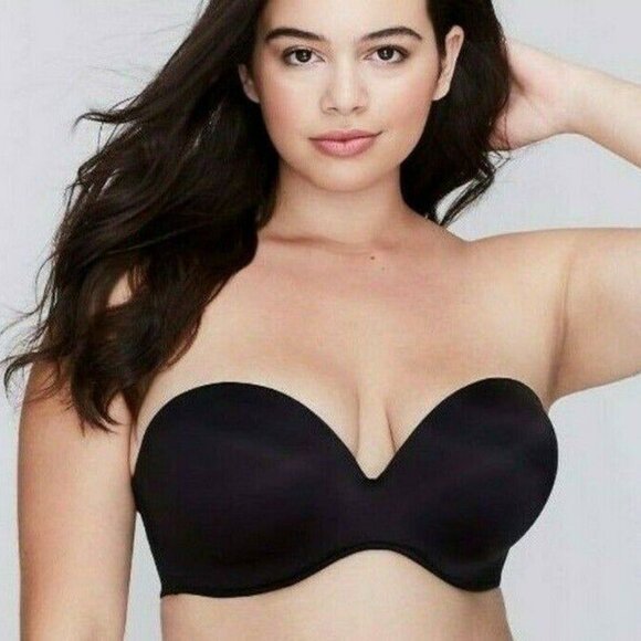 Lane Bryant Cacique Bra Multi Way Strapless Bare Solution 42D Black - Picture 1 of 4